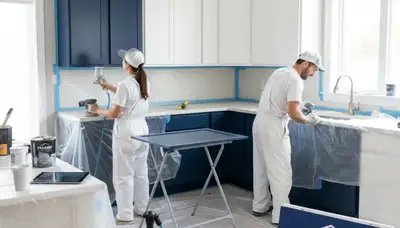 Cabinet painting service in Greenville, NC for durable kitchen cabinet refinishing