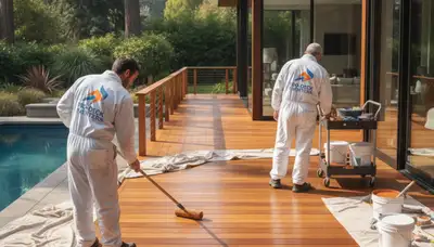 Deck painting service in Greenville, NC for weather-resistant outdoor wood protection and curb appeal