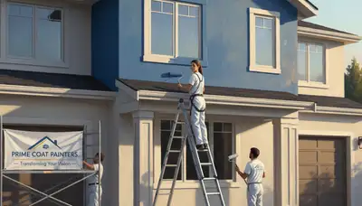 House painters in Greenville, NC painting a home exterior for durable weather protection